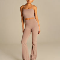 Essential High Waist Flared Leggings | Mauve Taupe