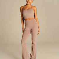 Essential Built-In Bra Crop Tank Top | Mauve Taupe