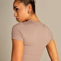 Comfort Ribbed Cropped T-Shirt | Mauve Taupe