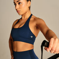 Power Halter Neck Bra | True Navy