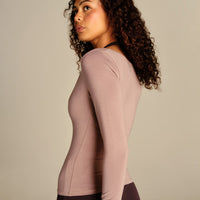 Smooth Contour Long Sleeve Reversible T-Shirt | Mauve Taupe