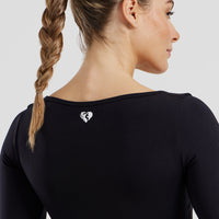 Define 2.0 Seamless Long Sleeve Built-In Bra Top | Black