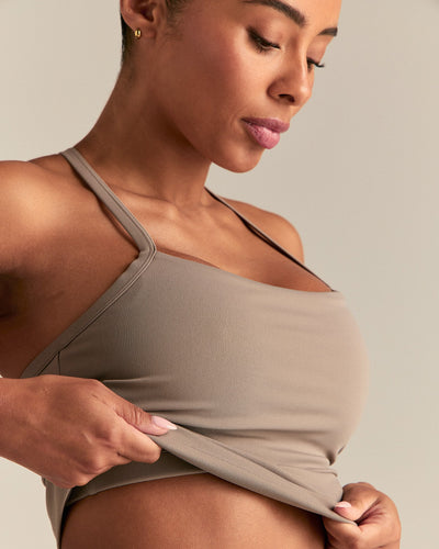 Essential Built-In Bra Midi Tank | Taupe Grey