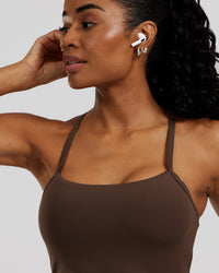 Essential Built-In Bra Crop Tank Top | Cocoa