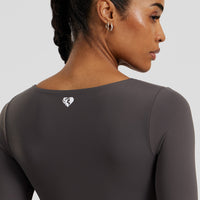 Essential Long Sleeve Built-In Bra Top | Graphite