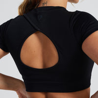 Motion Seamless Short Sleeve Crop Top | Black