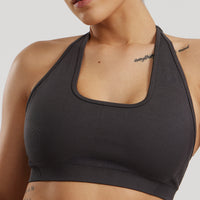 Motion Seamless Halter Bra | Graphite