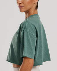 Comfort Oversized Cropped Short Sleeve T-Shirt Washed | Sage