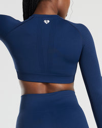 Power Seamless Long Sleeve Crop Top | Sapphire Blue