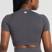 Power Seamless Short Sleeve Crop Top | Graphite