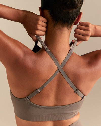 Motion Seamless Racer Front Bra | Taupe Grey