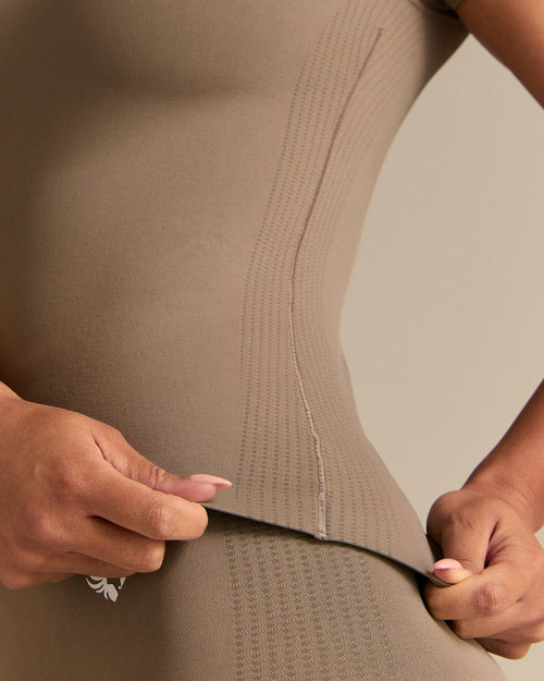 Power Seamless Short Sleeve Top | Taupe Grey