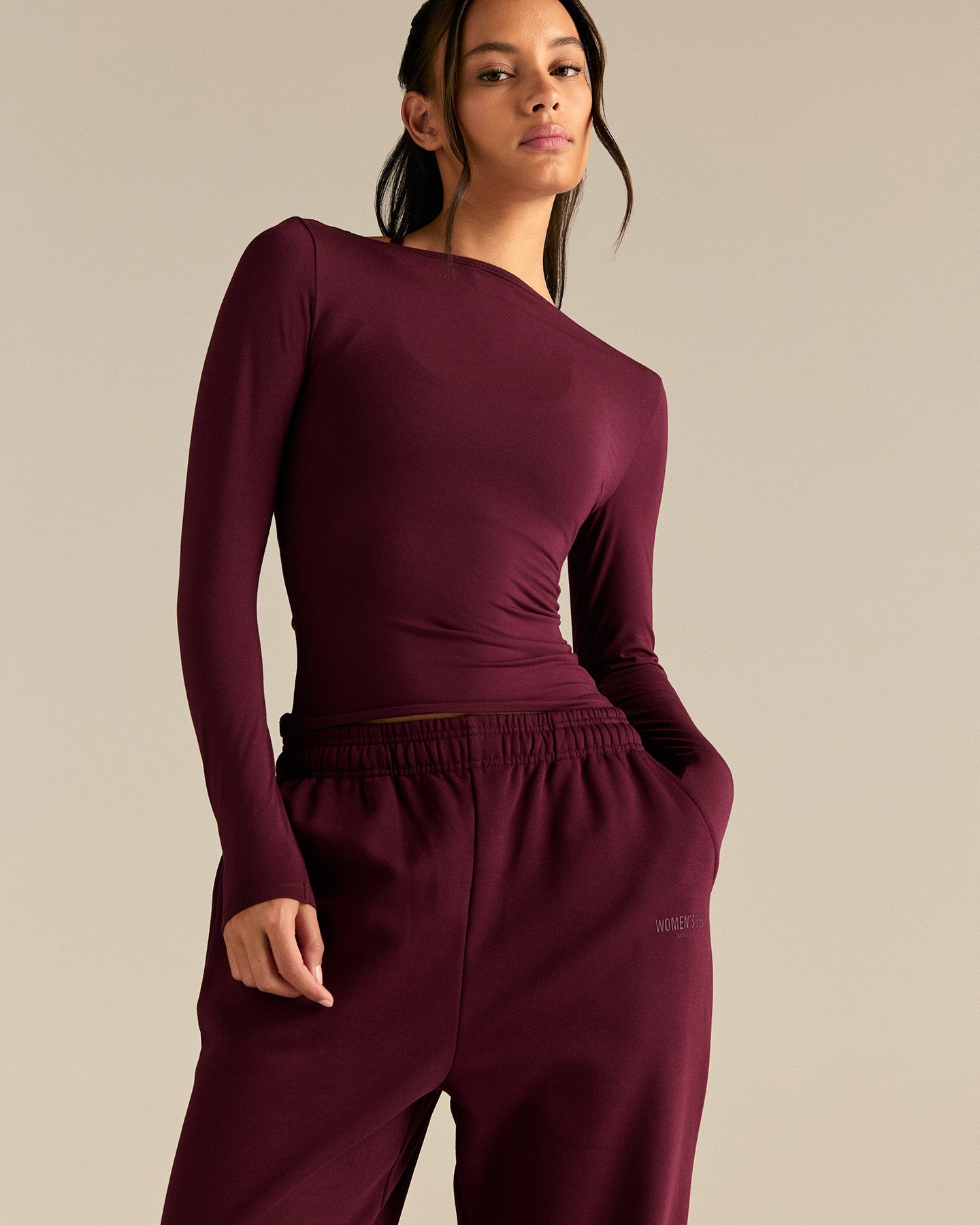 Smooth Contour Long Sleeve Reversible T-Shirt | Merlot