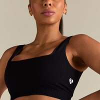 Power Seamless Open Back Mini Bra | Black