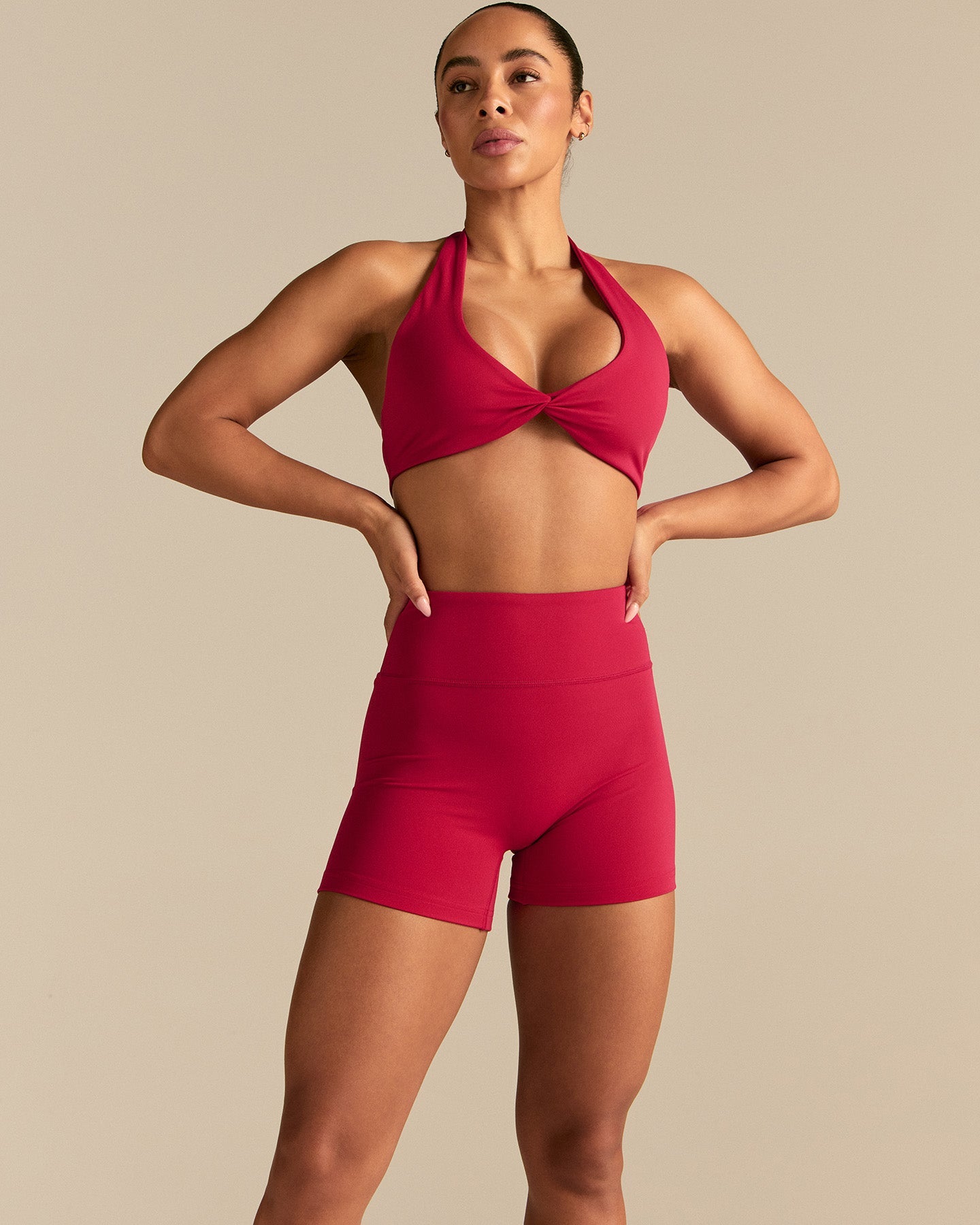 Essential Twist Front Halter Bra | Strawberry Kiss