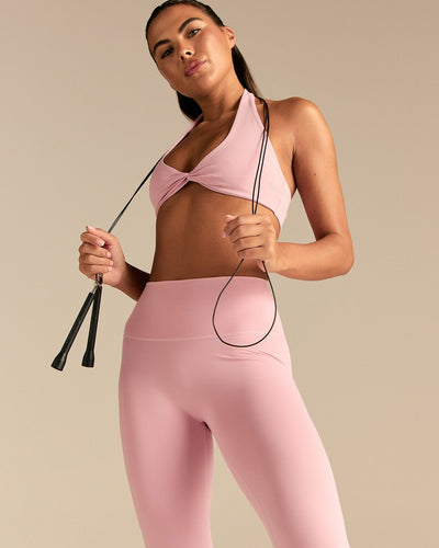 Essential Twist Front Halter Bra | Sweet Pink