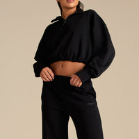 Comfort Lightweight Straight Leg Mid Waist Joggers | Black