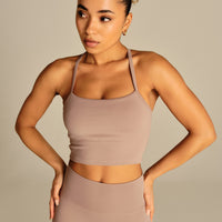 Essential Built-In Bra Crop Tank Top | Mauve Taupe
