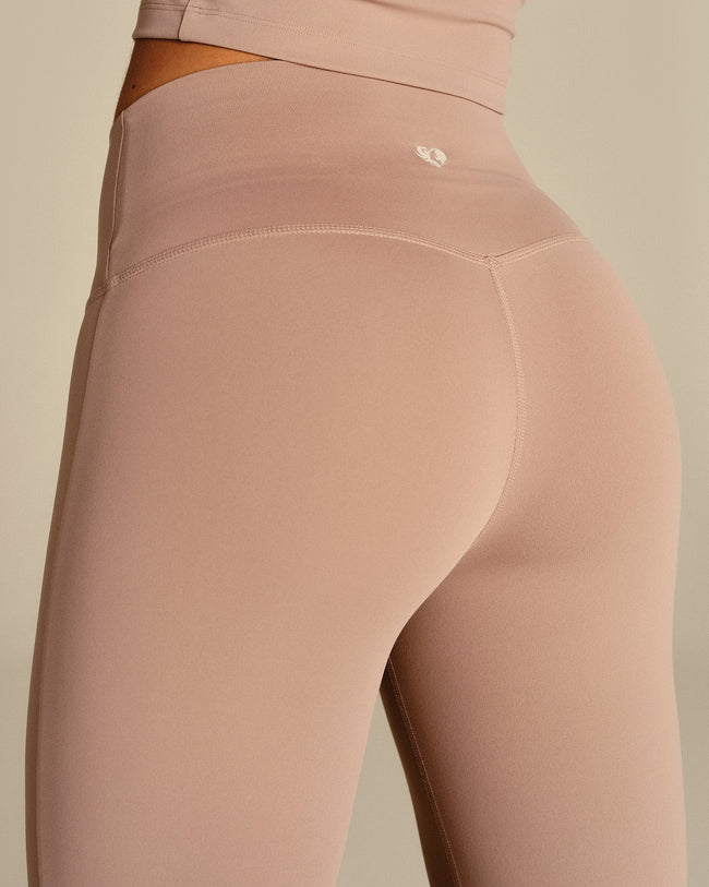 Essential High Waist Flared Leggings | Mauve Taupe