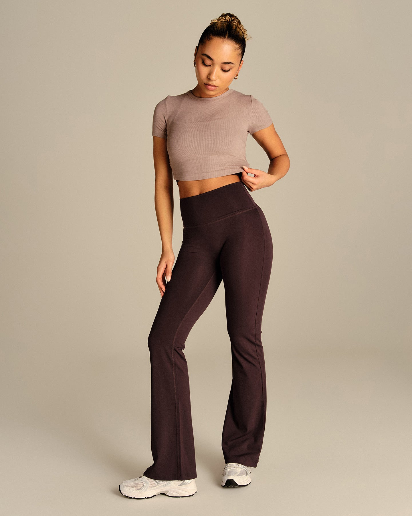 Comfort Ribbed Cropped T-Shirt | Mauve Taupe