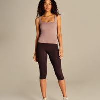 Smooth Contour Midi Square Neck Tank | Mauve Taupe
