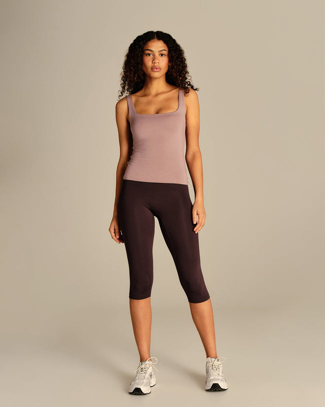 Smooth Contour Midi Square Neck Tank | Mauve Taupe