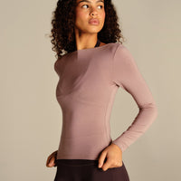 Smooth Contour Long Sleeve Reversible T-Shirt | Mauve Taupe