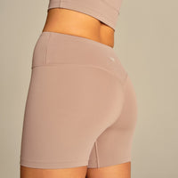 Essential High Waist Shorts | Mauve Taupe