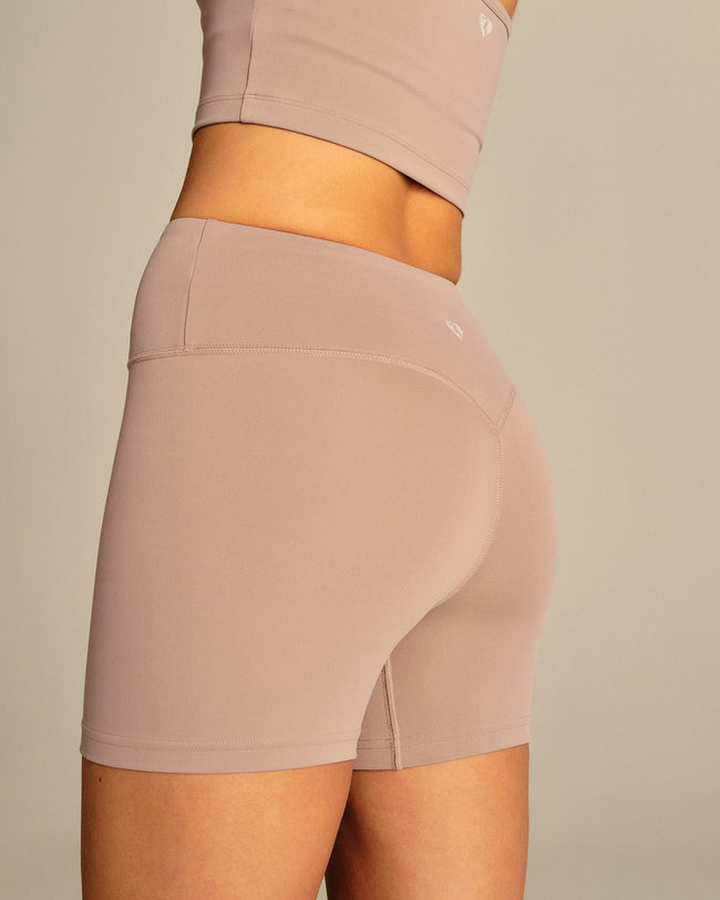 Essential High Waist Shorts | Mauve Taupe