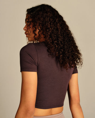 Comfort Ribbed Cropped T-Shirt | Cafe Noir