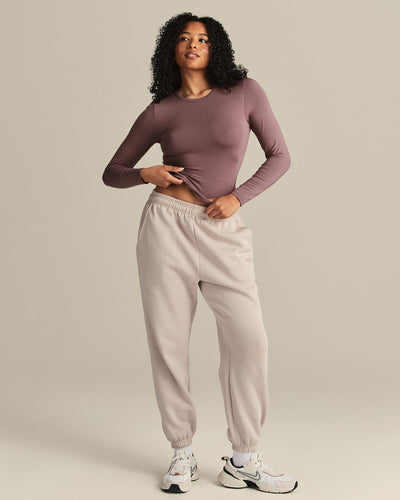 Smooth Contour Midi Crew Neck Long Sleeve T-Shirt | Deep Mocha