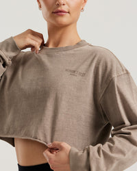 Comfort Vintage Look Oversized Cropped Long Sleeve T-Shirt | Caribou