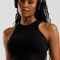 Comfort Ribbed Cropped Tank | Black