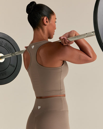 Essential Crop Tank Top | Taupe Grey