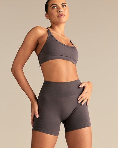 Define 2.0 High Waist Scrunch Shorts 4" | Slate Grey