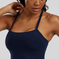 Essential Built-In Bra Crop Tank Top | Sapphire Blue