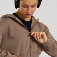 Comfort Cropped Full Zip Hoodie | Caribou