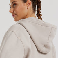 Comfort Cropped Full Zip Hoodie | Stone