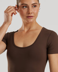 Essential Short Sleeve Unitard | Cocoa