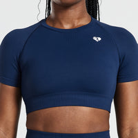 Power Seamless Short Sleeve Crop Top | Sapphire Blue