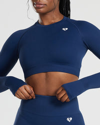 Power Seamless Long Sleeve Crop Top | Sapphire Blue