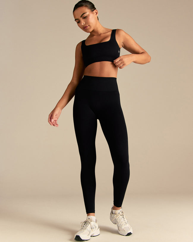 Power Seamless Open Back Mini Bra | Black