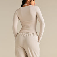 Smooth Contour Long Sleeve Reversible T-Shirt | Stone