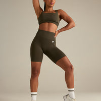 Power Seamless Open Back Mini Bra | Dark Olive