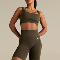 Power Seamless Cycling Shorts | Dark Olive