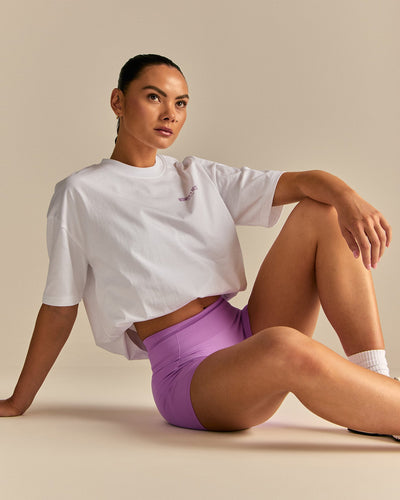 Comfort Summer Lifting Club Oversized T-Shirt | White/Vivid Orchid