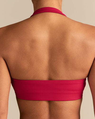 Essential Twist Front Halter Bra | Strawberry Kiss