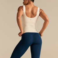 Essential Built-In Bra Scoop Back Tank | Coconut White