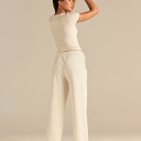 Smooth Contour Midi Short Sleeve T-Shirt | Coconut White