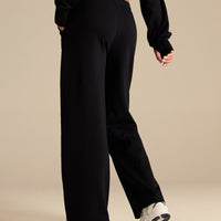 Comfort Lightweight Straight Leg Mid Waist Joggers | Black